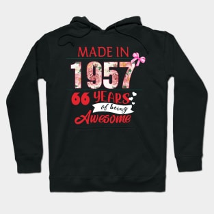 Flower Made In 1957 66 Years Of Being Awesome Hoodie